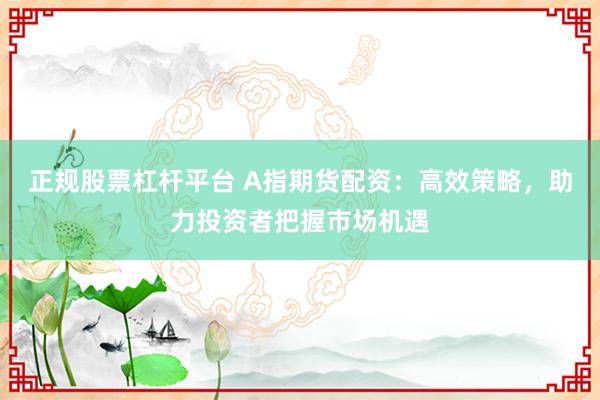 正规股票杠杆平台 A指期货配资：高效策略，助力投资者把握市场机遇