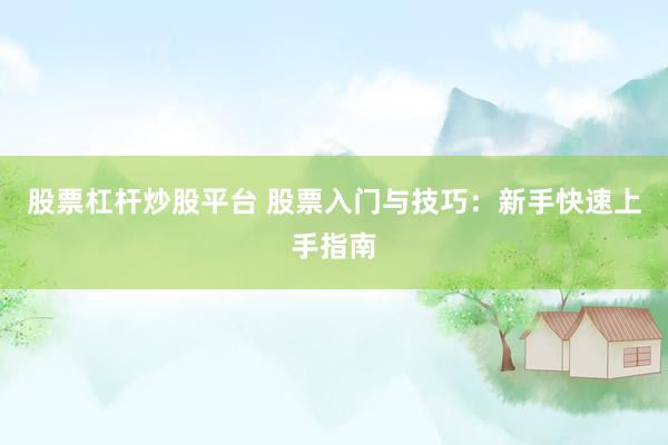 股票杠杆炒股平台 股票入门与技巧：新手快速上手指南